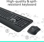 Logitech MK540 Advanced Wireless Keyboard and Mouse Combo for Windows, 2.4 GHz Unifying USB-Receiver, Multimedia Hotkeys, 3-Year Battery Life, for PC, Laptop, Arabic Layout - Black, 920-008693 - Image 3