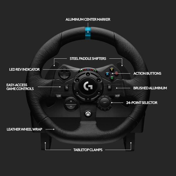 Logitech G923 Racing Wheel and Pedals, TRUEFORCE Feedback, Responsive Driving Design, Dual Clutch Launch Control, Genuine Leather, for Xbox One, PC, Black, 941-000160 - Image 5