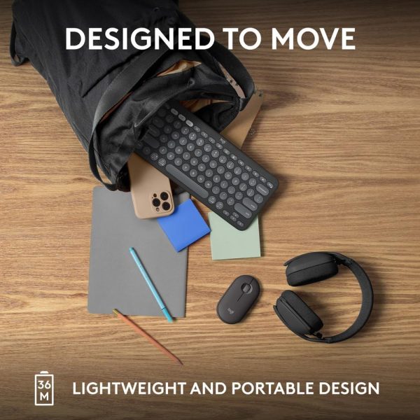 Logitech Pebble Keys 2 K380s, Multi-Device Bluetooth Wireless Keyboard with Customisable Shortcuts, Slim and Portable, Easy-Switch for Windows, macOS, iPadOS, Android, Chrome OS, ARA Layout - Graphite, 920-011867 - Image 8