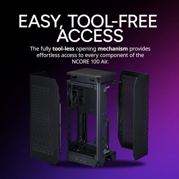 Cooler Master NCORE 100 Air Mini-ITX PC Tower Case, Anodized Aluminum, 356mm Vertical Triple-Slot Mount GPU, SFX PSU 130mm, Air Cooler Up to 70 mm, Compatible RTX 5080 | RX 9070 XT, Black, NR100-KNNN-S00 - Image 12