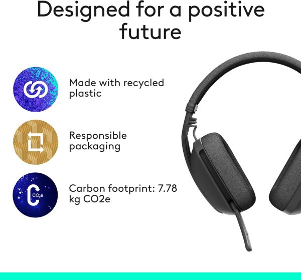 Logitech Zone Vibe 100 Lightweight Wireless Over-Ear Headphones with Noise-Cancelling Microphone, Advanced Multipoint Bluetooth Headset, Works with Teams, Google Meet, Zoom, Mac/PC - Graphite, 981-001213 - Image 5
