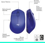 Logitech M330 Silent Plus Wireless Mouse, 2.4GHz with USB Nano Receiver, 1000 DPI Optical Tracking, 3 Buttons, 24 Month Life Battery, PC / Mac / Laptop, Blue, 910-004910 - Image 7