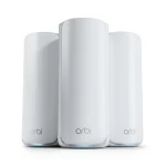NETGEAR Orbi 770 Series Tri-Band WiFi 7 Mesh Network System (RBE773) - Router + 2 Satellite Extenders, Security Features, Up to 11Gbps, Covers up to 8,000 sq. ft., 100 Devices, 2.5 Gig Internet Port, RBE773-100EUS