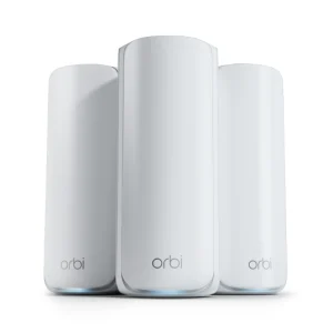 NETGEAR Orbi 770 Series Tri-Band WiFi 7 Mesh Network System (RBE773) - Router + 2 Satellite Extenders, Security Features, Up to 11Gbps, Covers up to 8,000 sq. ft., 100 Devices, 2.5 Gig Internet Port, RBE773-100EUS