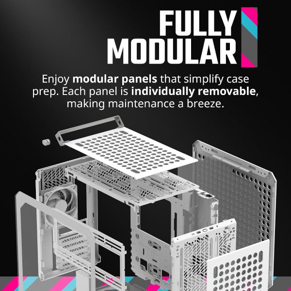 Cooler Master QUBE 500 Flatpack Black Small High Airflow Mid-Tower ATX Customizable Gaming PC Case, Tempered Glass, Vertical GPU Mount, USB-C, Carrying Handle, Gem Mini, Q500-WGNN-S00 - Image 10