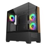 Cooler Master Elite 690 Wood Computer Case, 3 X Pre-Installed Reverse Argb Fans, Upto 360mm AIO Support, ATX Motherboard Support, RTX 50 Series Upto 425mm, Type C Connector, Black, E690-KHNN-S00