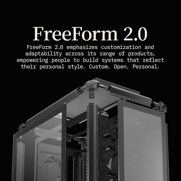 Cooler Master MasterFrame 500 Mesh aRGB Black Freeform 2.0 Modular Platform Open-Air ATX Mid-Tower Case, Aluminum Frame,Dual 200mm aRGB Fans, 390mm GPU Max, 360mm AIO Max, Type C, Tempered Glass, Black, MF500M-KHNN-S01 - Image 5