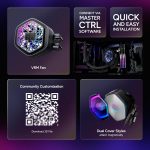 Cooler Master Atmos II 360 VRM Freeform 2.0 CPU Liquid Cooler, Dual Chamber Pump, Customizable aRGB Lighting, Quiet Qperation, Easy Install, AMD Ryzen 9 AM5|4, Intel Ultra i9 LGA 1851|1700, Black, MLX-D36M-A25SZ-V1 - Image 6
