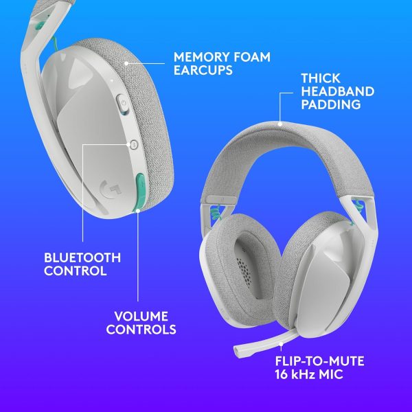Logitech G321 LIGHTSPEED Wireless Bluetooth Gaming Headset, dynamic comfort and fit, 16 kHz boom mic, 20+ hrs battery, PC, PS4, PS5, Nintendo Switch, Mobile - White, 981-001569 - Image 3