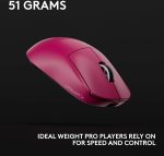 Logitech G PRO X SUPERLIGHT 2c wireless gaming mouse, 53 g pro-grade compact mouse with 5 programmable buttons, USB-C charging, 44K DPI sensor, up to 8 kHz polling for PC/Mac, Pink, 910-007546 - Image 3