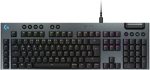 Logitech G915 X Wired Low Profile Gaming Keyboard, Tactile Switches, Black, 920-012942