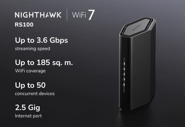 NETGEAR Nighthawk (RS100) Dual-Band WiFi 7 Router - Security Features, BE3600 WiFi Speed (up to 3.6Gbps) - Coverage up to 135m2, 50 Devices - 2.5G Internet Port, RS100-100APS - Image 2