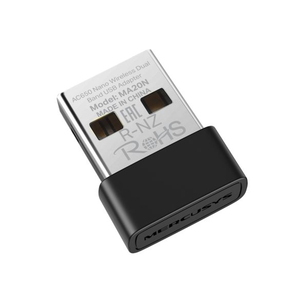 Mercusys MA20N AC650 Nano Wireless Dual Band USB Adapter, Black - Image 2