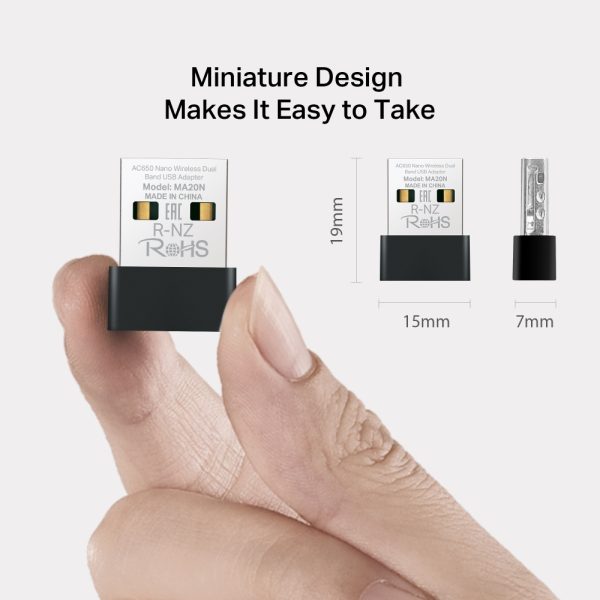 Mercusys MA20N AC650 Nano Wireless Dual Band USB Adapter, Black - Image 3