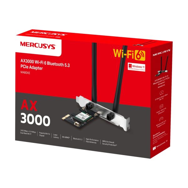 Mercusys MA80XE AX3000 Wi-Fi 6 Bluetooth 5.3 PCIe Adapter, Black - Image 6