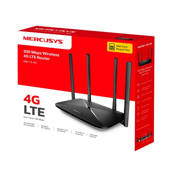 Mercusys MB115-4G 300 Mbps Wireless N 4G LTE Router, Black - Image 11