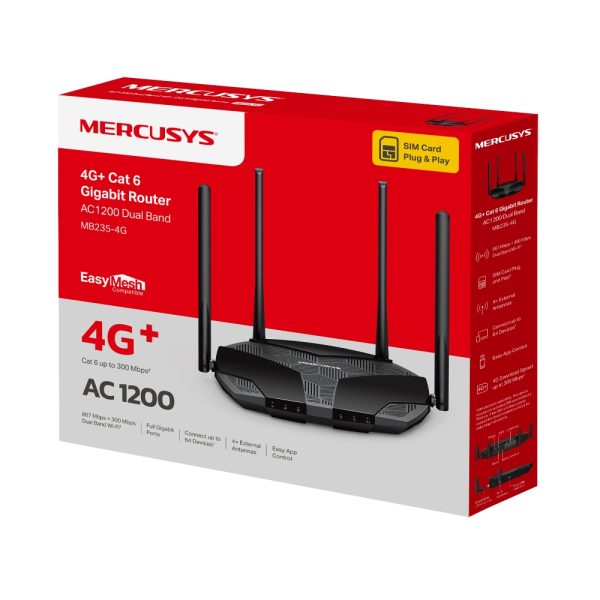 Mercusys MB235-4G 4G+ Cat6 AC1200 Wireless Dual Band Gigabit Router, Black - Image 11