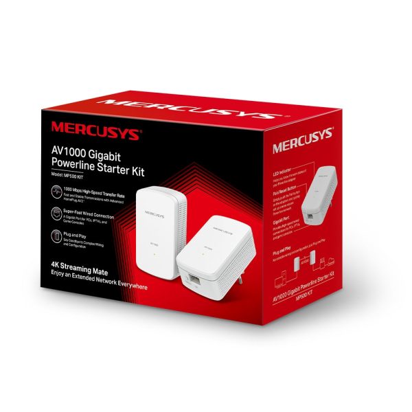 Mercusys MP500 KIT AV1000 Gigabit Powerline Starter Kit, White - Image 4
