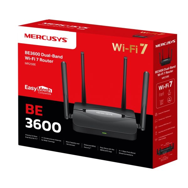 Mercusys MR25BE BE3600 Dual Band Wi-Fi 7 Router, Black - Image 10