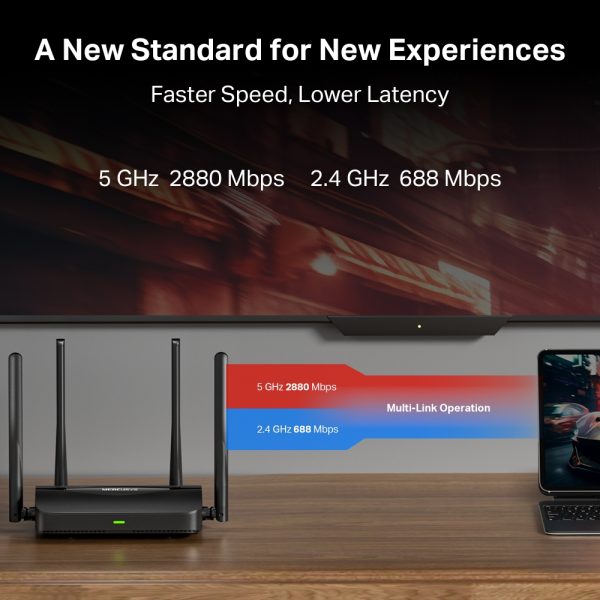 Mercusys MR25BE BE3600 Dual Band Wi-Fi 7 Router, Black - Image 4