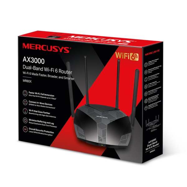 Mercusys MR80X AX3000 Dual-Band Wi-Fi 6 Router, Black - Image 11