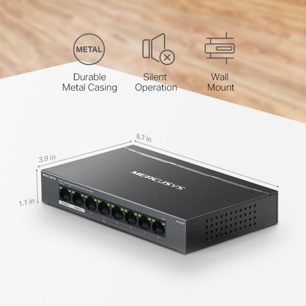 Mercusys MS108GP 8-Port Gigabit Desktop Switch with 7-Port PoE+, Black - Image 10