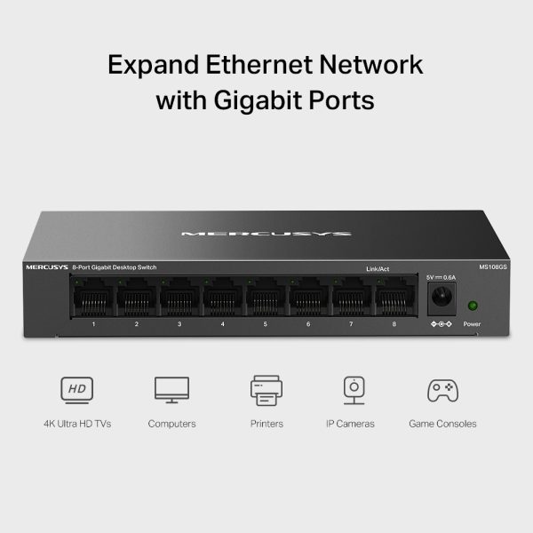 Mercusys MS108GS 8-Port Gigabit Desktop Switch, Black - Image 4