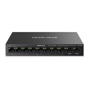 Mercusys MS110CMP 8-Port 10/100 Mbps + 2-Port Gigabit Desktop Switch with 8-Port PoE+, Black