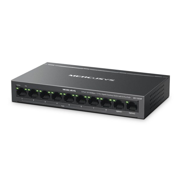 Mercusys MS110CMP 8-Port 10/100 Mbps + 2-Port Gigabit Desktop Switch with 8-Port PoE+, Black - Image 2