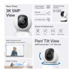 TP-Link Tapo TC74 Pan/Tilt AI Home Security Wi-Fi Camera, White - Image 4