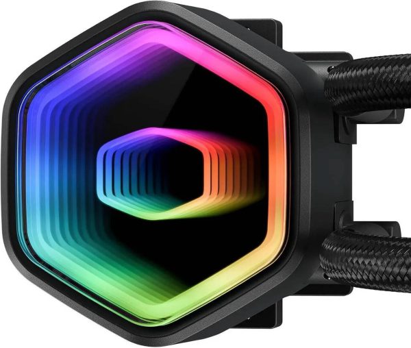 Cooler Master MasterLiquid Core II Series 240mm Liquid Cooler, Infinity mirror cover, 240mm radiator, Lite 120 ARGB fan*2, ARGB Gen 1, Paper tray, Black, MLW-D24M-A18PA-R1 - Image 3
