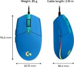 Logitech G203 Lightsync Gaming Mouse, 800 DPI, USB, Blue, 910-005798 - Image 3
