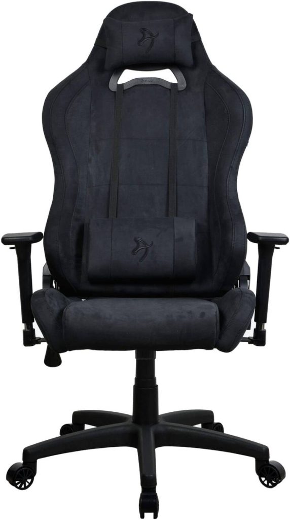 Arozzi Torretta Series Supersoft Material Gaming Chair, 3D Armrests, Adjustable Lumbar Pillow, 120kg Weight Capacity, Pure Black, TORRETTA-SPSF-PBK