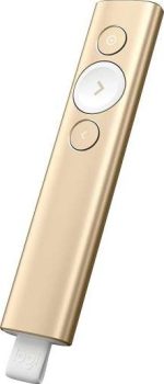 Logitech Spotlight Presentation Remote - Universal Wireless Presentation Clicker with Laser Pointer, Advanced Digital Highlighting, Bluetooth, 30 m Range and Quick Charging, Gold, 910-004862