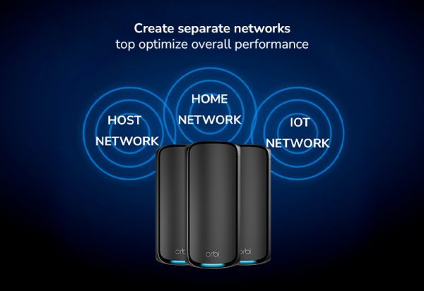 Netgear Orbi 970 Series Quad-Band WiFi 7 Mesh Network System RBE973S, Router + 2 Satellite Extenders, Covers Up to 10,000 sq. ft., 200 Devices, 10 Gig Internet Port, BE27000 Up to 27Gbps - Black, RBE973SB-100EUS - Image 6