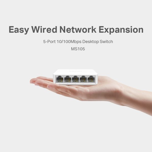 Mercusys MS105 5-Port 10/100Mbps Desktop Switch, White - Image 3