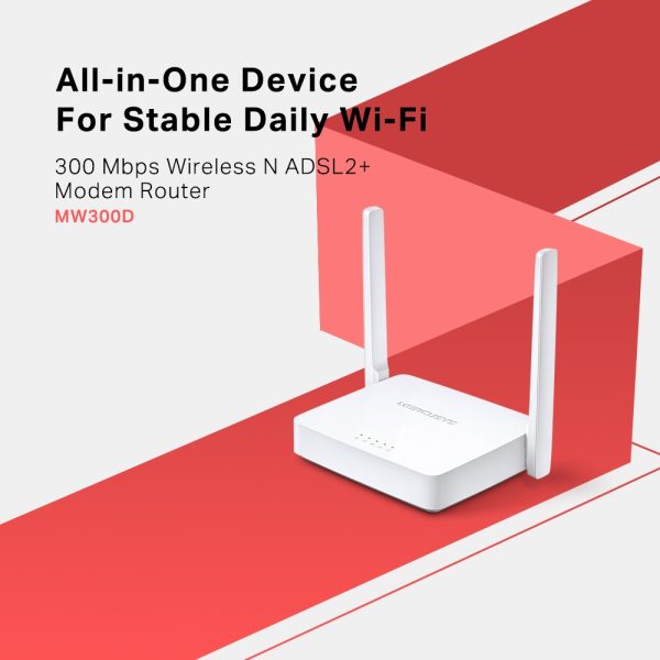 Mercusys MW300D 300Mbps Wireless N ADSL2+ Modem Router, White - Image 3