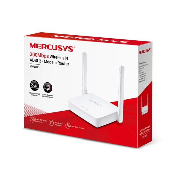 Mercusys MW300D 300Mbps Wireless N ADSL2+ Modem Router, White - Image 4