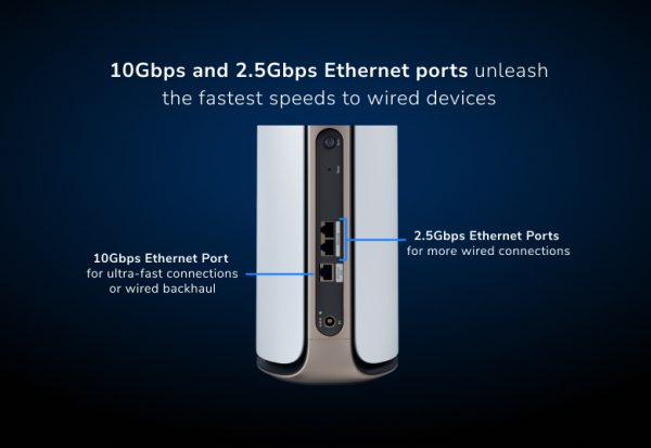 Netgear Orbi 970 Series Quad-Band WiFi 7 Mesh Add-on Satellite RBE970 - Works with Orbi RBE972S and RBE973S, Adds Coverage Up to 3,300 sq. ft., BE27000 Up to 27Gbps - White, RBE970-100EUS - Image 4