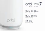 NETGEAR Orbi 370 Series Dual-Band WiFi 7 Mesh Network System for Home (RBE370) – Sattelite Unit for Extension, Security Features, 5 Gbps, Covers 4,000 sq.ft., 70 Devices, 2.5GB Internet Port, BE5000, RBE370-100EUS - Image 2