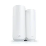 NETGEAR Orbi 370 Series Dual-Band WiFi 7 Mesh Network System for Home (RBE372) – Wireless Router + 1 Extender, Security Features, 5 Gbps, Covers 4,000 sq.ft., 70 Devices, 2.5GB Internet Port, BE5000, RBE372-100EUS