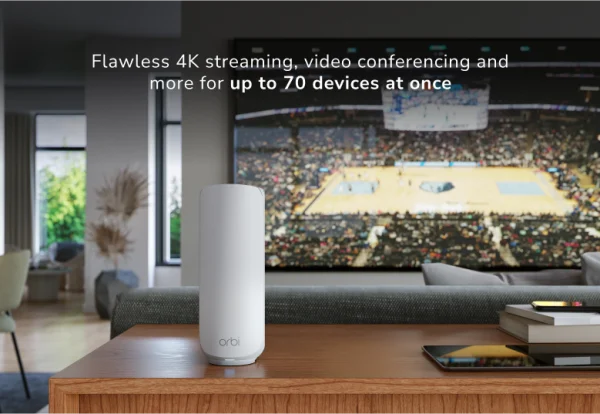 NETGEAR Orbi 370 Series Dual-Band WiFi 7 Mesh Network System for Home (RBE372) – Wireless Router + 1 Extender, Security Features, 5 Gbps, Covers 4,000 sq.ft., 70 Devices, 2.5GB Internet Port, BE5000, RBE372-100EUS - Image 2
