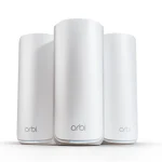 NETGEAR Orbi 870 Series Tri-Band WiFi 7 Mesh System (RBE873) - Router + 2 Satellite Extenders, Security Features, Up to 21 Gbps, Covers Up to 9,000 Sq. Ft., 150 Devices, 10 Gig Internet Port, BE21000, RBE873-100EUS