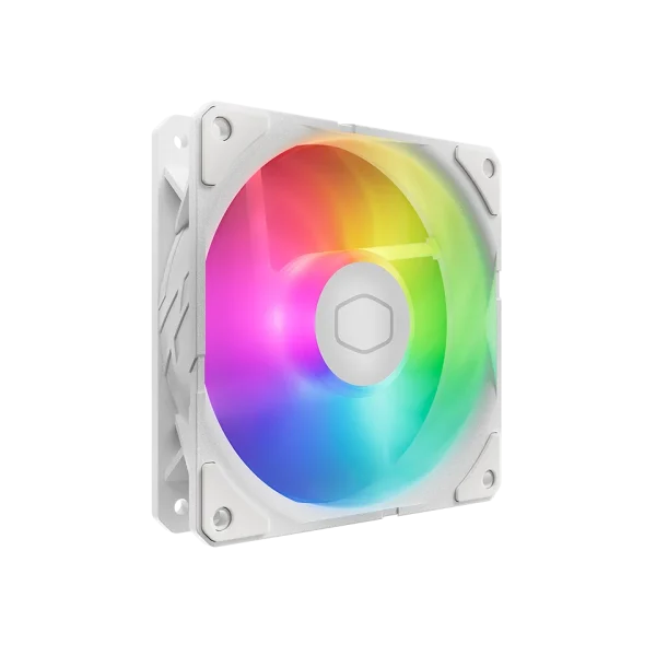 Cooler Master SickleFlow Edge 120 ARGB - 120mm Fan (690-2500rpm, PWM), High Airflow (70.7CFM) and Static Pressure (3.61mmH2O), ARGB Gen 2, LED Controller, 32.8dBA Max - White, MFX-B2DW-25NP2-R2 - Image 2