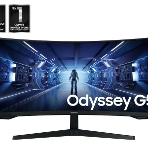 Samsung Odyssey G5 G55T 34 Inch QHD Curved Gaming Monitor, VA Panel, 165Hz Refresh Rate, 1ms Response Time, HDR10, AMD FreeSync Premium, Black, LC34G55TWWNXZA