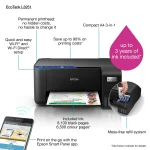 Epson EcoTank Home L3251 Wi‑Fi Ink Tank Printer, 3‑in‑1 Print/Scan/Copy, Ultra‑Low‑Cost Home Printing, Epson Smart Panel, Black, C11CJ67419 - Image 8