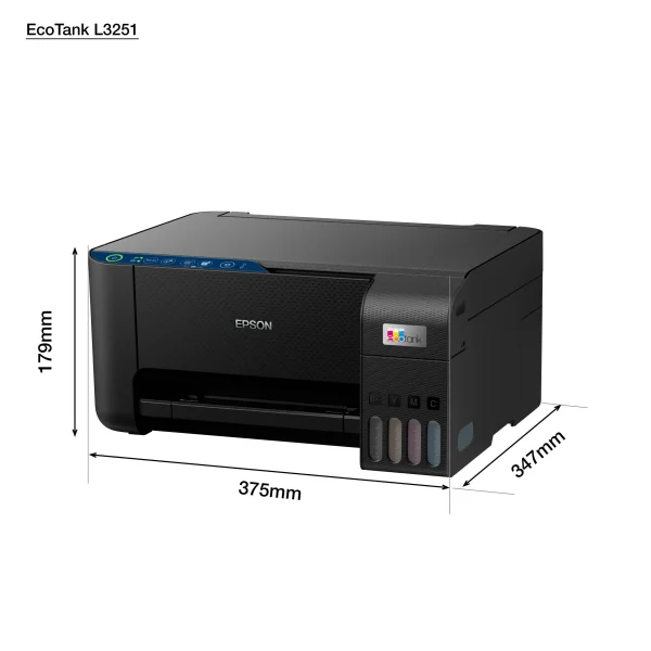Epson EcoTank Home L3251 Wi‑Fi Ink Tank Printer, 3‑in‑1 Print/Scan/Copy, Ultra‑Low‑Cost Home Printing, Epson Smart Panel, Black, C11CJ67419 - Image 6