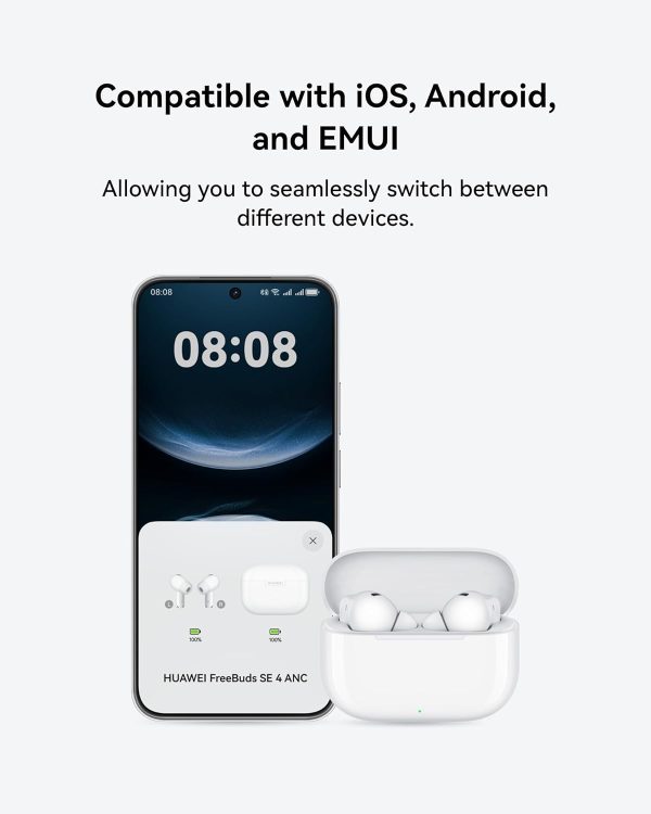 HUAWEI FreeBuds SE 4 ANC, 50H Long Battery Life, Multi-mode Noise Cancelling Earbuds for Travel & Office, Bluetooth 5.4, Compatible with iOS and Android, IP54, White - Image 9