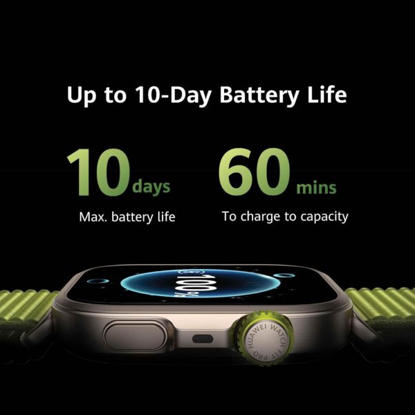 Huawei Watch FIT4 Pro Smartwatch, 1.82" Sapphire Display Titanium Alloy Bezel, Up to 10-Day Battery Life, Dual Band GPS, Golf Courses map, 40 m Free Diving, Compatible with Android iOS, Green - Image 4