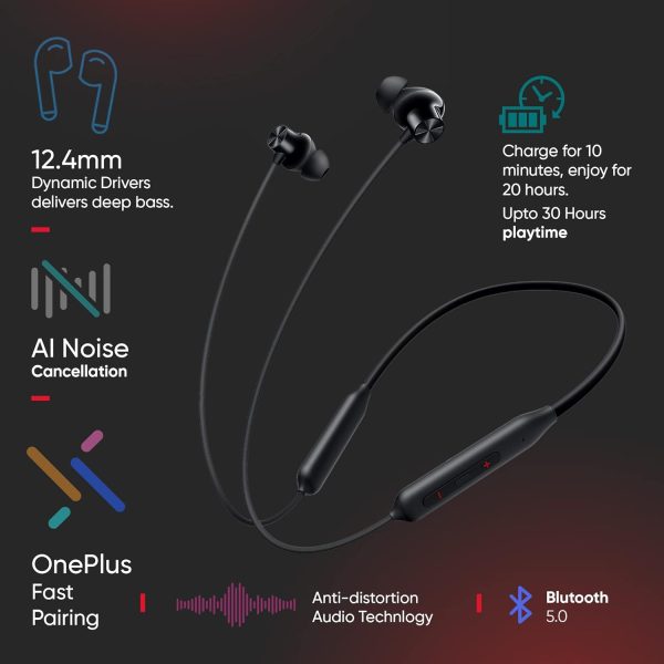 OnePlus Bullets Z2 Bluetooth Wireless in Ear Earphones with Mic, Bombastic Bass - 12.4 Mm Drivers, 10 Mins Charge - 20 Hrs Music, 30 Hrs Battery Life, Magico Black - Image 6